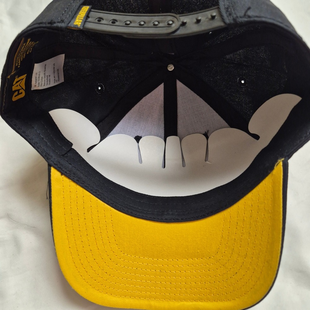 Caterpillar CAT Mens Black Yellow Bold Print Logo Snapback Cap 1120269 US NEW - Picture 4 of 5